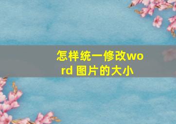 怎样统一修改word 图片的大小